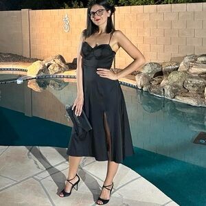 41. Astr the label black Midi Satin Dress